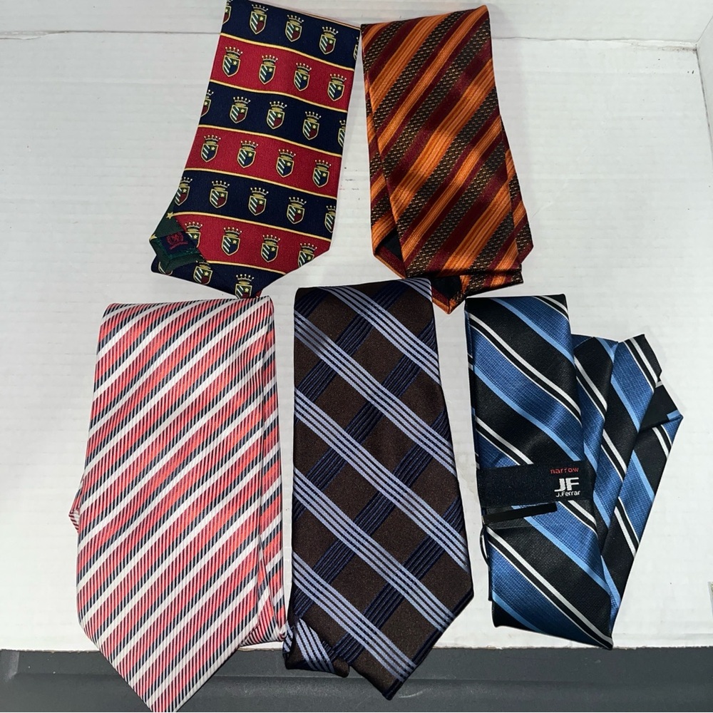 Lot 5 designer mens neck ties hugo boss jones hilfiger giorgio armani ferrar